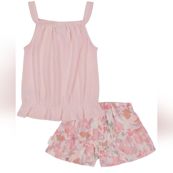 NWT Calvin Klein Riibed Knit Top and Floral Skort 2 Piece Set - Picture 2 of 2